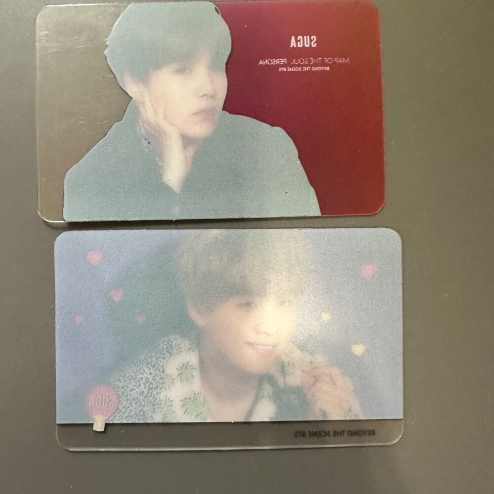 Lot of 2 Suga BTS Beyond the Scene Persona Transparent Photo Cards - Picture 2 of 2